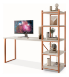 Mesa Escrivaninha Home Ofice Industrial Para Quarto De Estudos E Escritório Com Prateleiras Para Livros MS Móveis