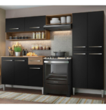 Madesa Cozinha Modulada Compacta Emilly Pop Rustic/Preto GREM229002