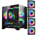 Gabinete Gamer GB1790 Hayom 4 Fans RGB Micro-ATX Vidro Temperado Cor Preto