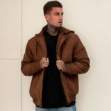 Casaco Masculino Plus Size Jaqueta Sarja Forrada com Capuz