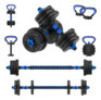 Halteres Kettlebell Barbell Regulável Kit 17 Peças até 10kg