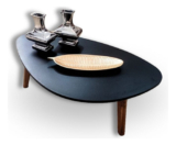 Mesa de Centro Demoglass Orgânica Wood Paris Preta 30cm x 90cm