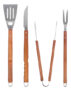 Kit Churrasco Aço Inox com Cabo de Madeira 4 Peças Cinza