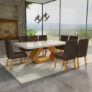 Conjunto Sala de Jantar Mesa Lotus com Tampo MDF/Vidro 220x110cm