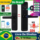 (Armazem Brasil) RAYKUBE K8 Fechadura elétrica inteligente digital